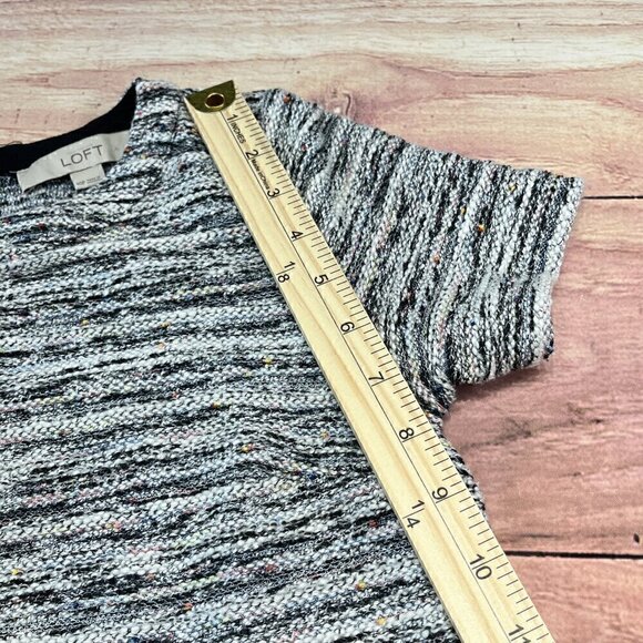 LOFT Short Sleeve Petite Tweed Pastel Multicolor Shift Dress, Size: XS Petite - Picture 7 of 11